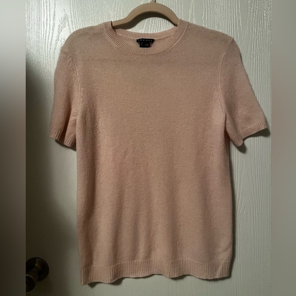 Theory Blush Cashmere Short Sleeve Lightweight Sweater Size Medium - Picture 1 of 4